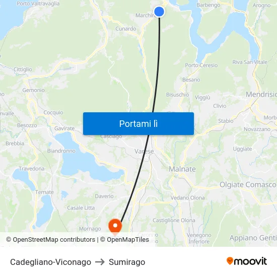 Cadegliano-Viconago to Sumirago map