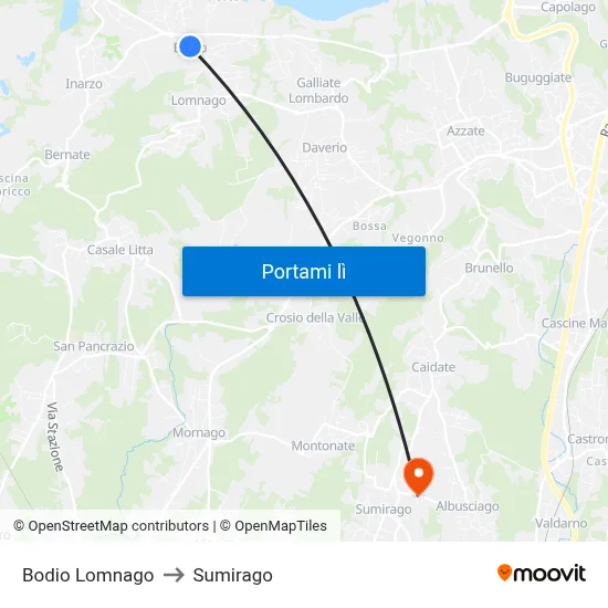 Bodio Lomnago to Sumirago map