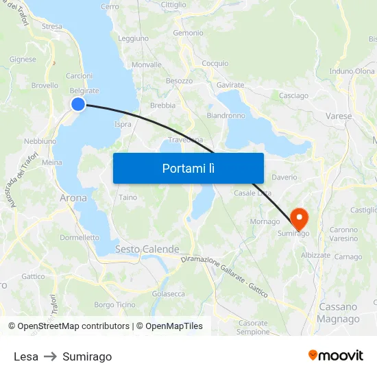 Lesa to Sumirago map