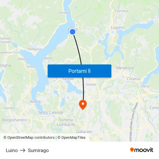 Luino to Sumirago map