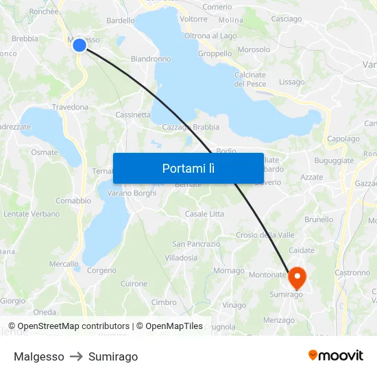 Malgesso to Sumirago map