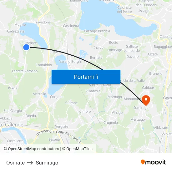 Osmate to Sumirago map