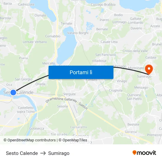Sesto Calende to Sumirago map