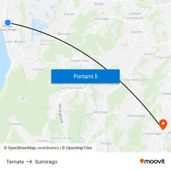 Ternate to Sumirago map