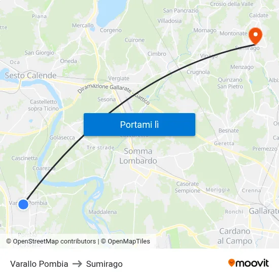 Varallo Pombia to Sumirago map