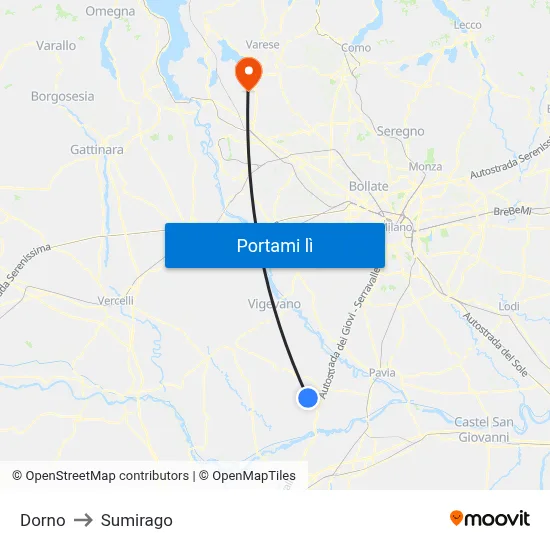 Dorno to Sumirago map