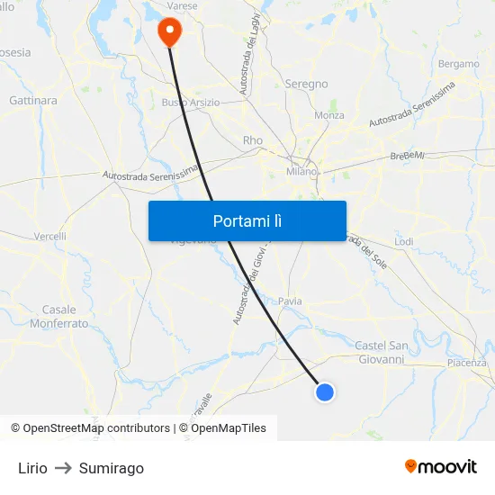 Lirio to Sumirago map