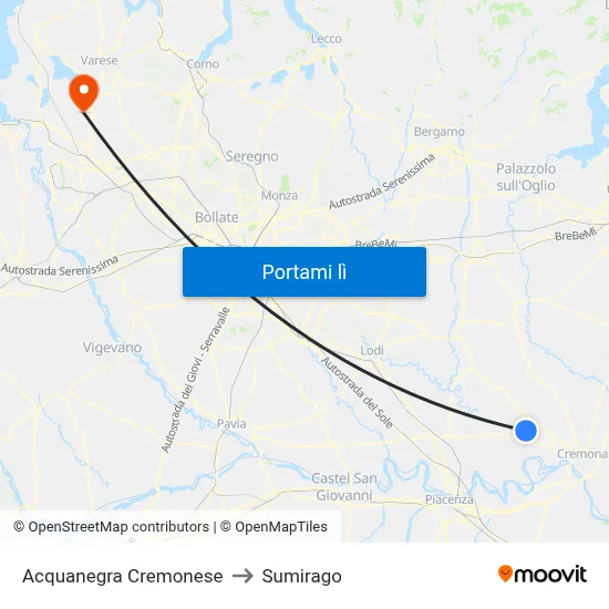 Acquanegra Cremonese to Sumirago map