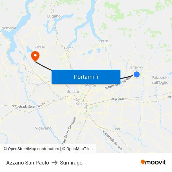 Azzano San Paolo to Sumirago map