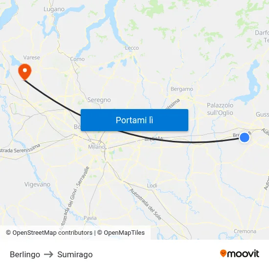 Berlingo to Sumirago map