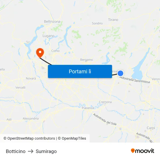Botticino to Sumirago map