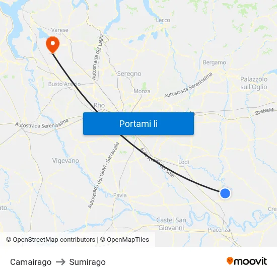 Camairago to Sumirago map