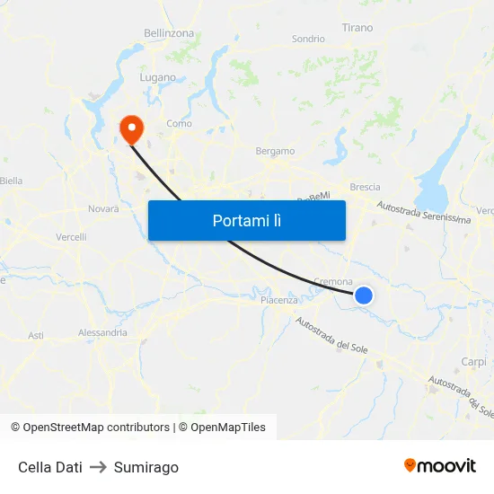 Cella Dati to Sumirago map