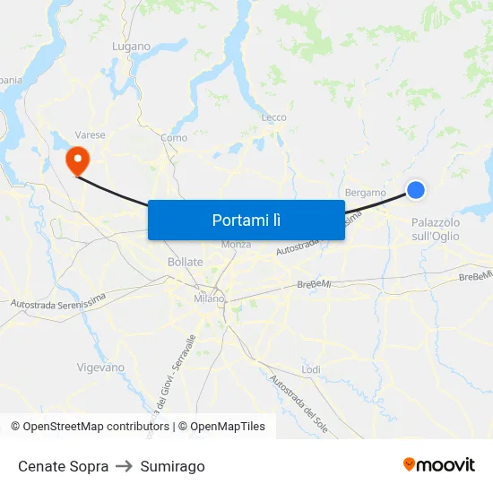 Cenate Sopra to Sumirago map