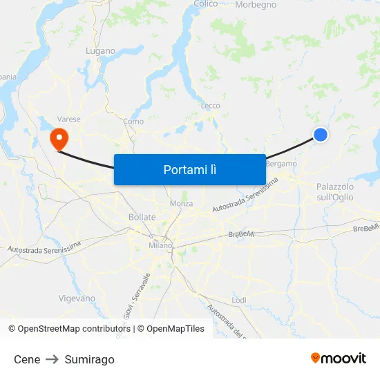 Cene to Sumirago map