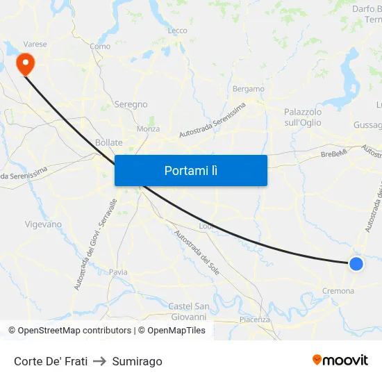 Corte De' Frati to Sumirago map