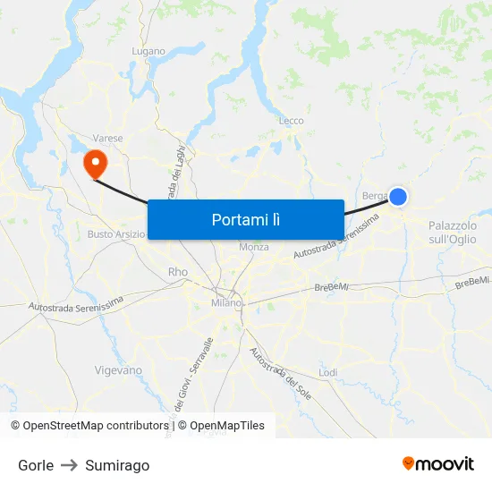Gorle to Sumirago map