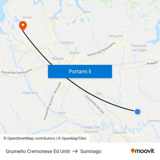 Grumello Cremonese Ed Uniti to Sumirago map