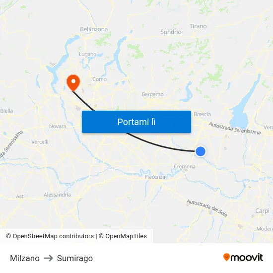 Milzano to Sumirago map