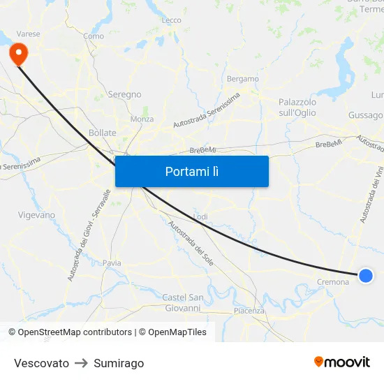 Vescovato to Sumirago map