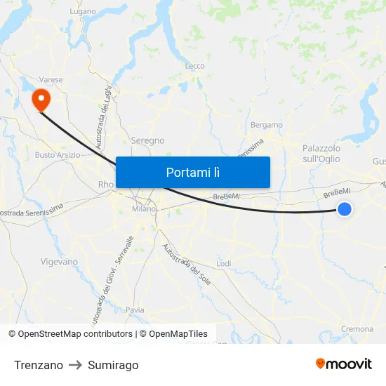 Trenzano to Sumirago map