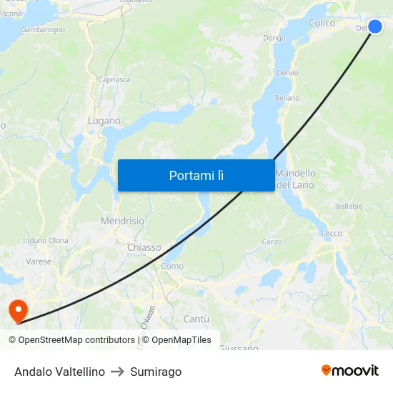 Andalo Valtellino to Sumirago map