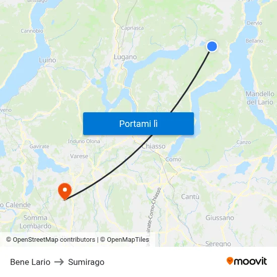 Bene Lario to Sumirago map