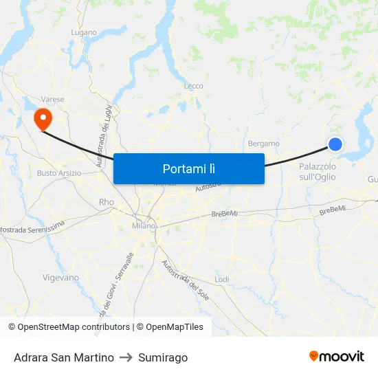 Adrara San Martino to Sumirago map