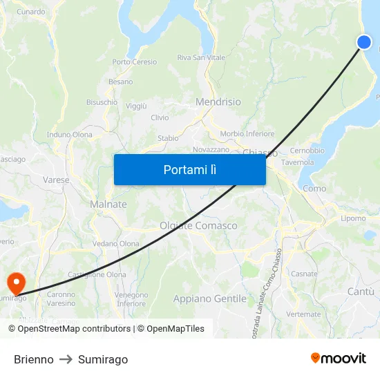 Brienno to Sumirago map