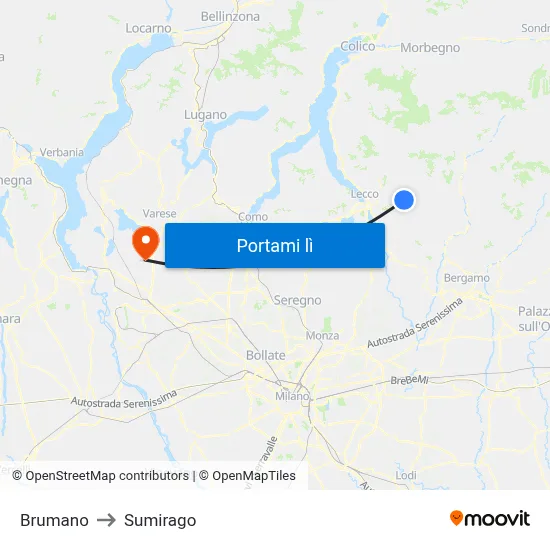Brumano to Sumirago map