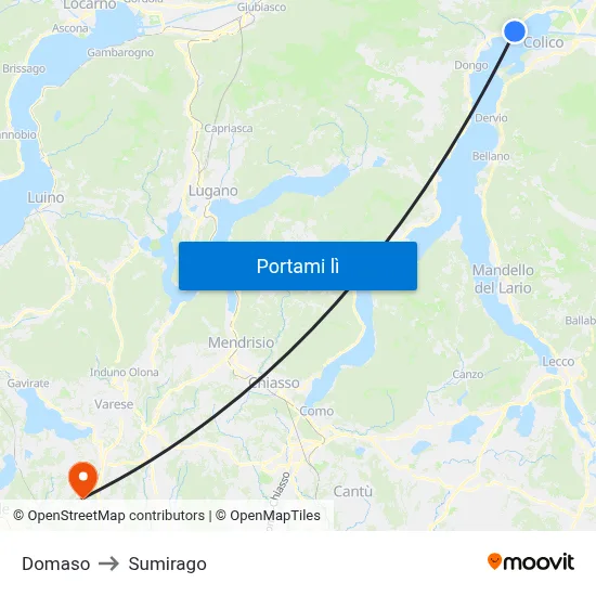 Domaso to Sumirago map