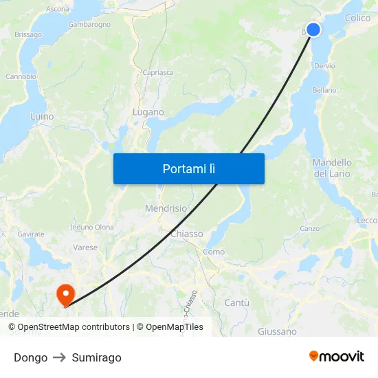 Dongo to Sumirago map