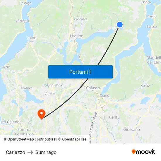 Carlazzo to Sumirago map