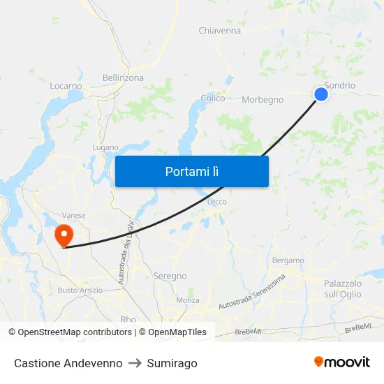 Castione Andevenno to Sumirago map