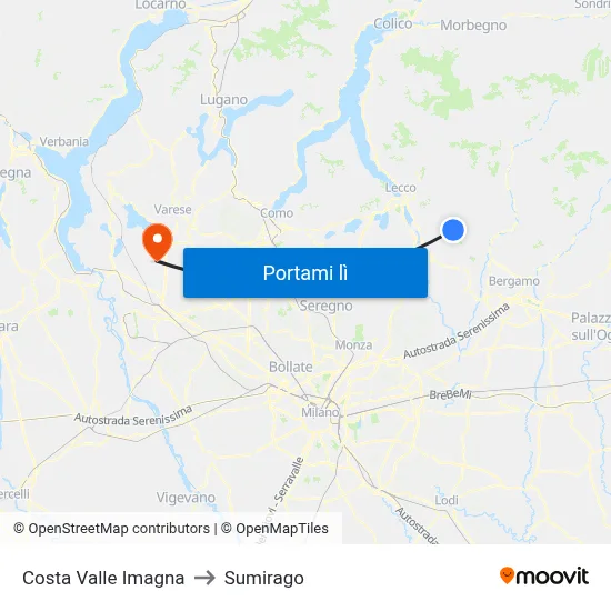 Costa Valle Imagna to Sumirago map
