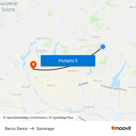 Berzo Demo to Sumirago map