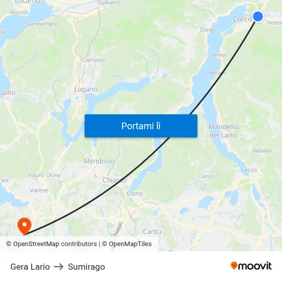 Gera Lario to Sumirago map