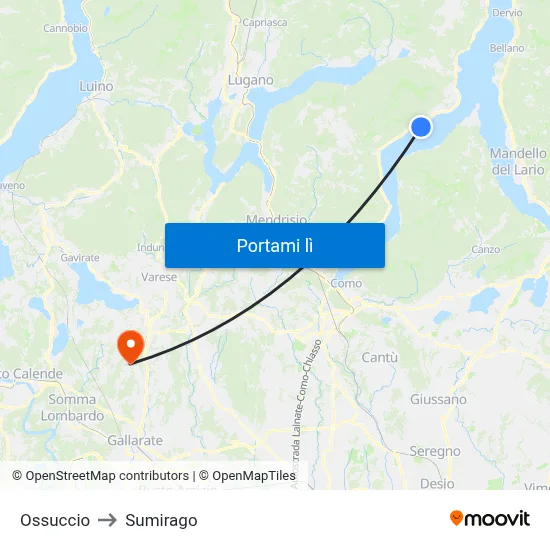 Ossuccio to Sumirago map