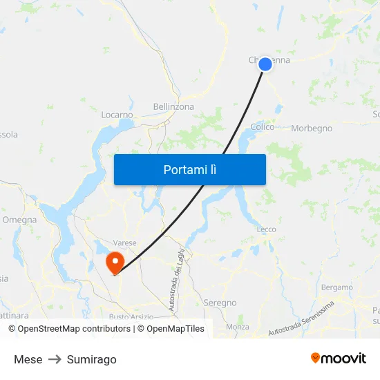Mese to Sumirago map
