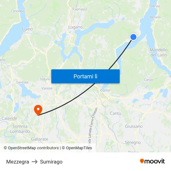 Mezzegra to Sumirago map