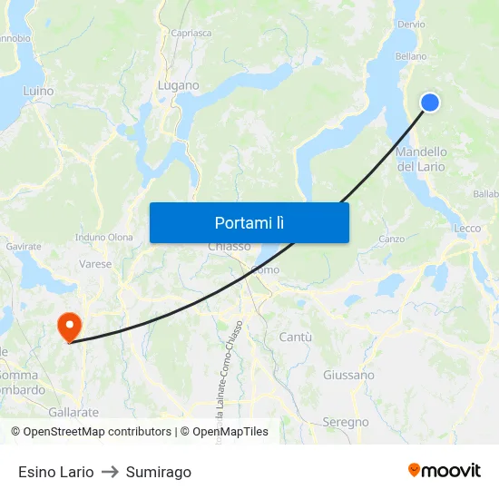 Esino Lario to Sumirago map
