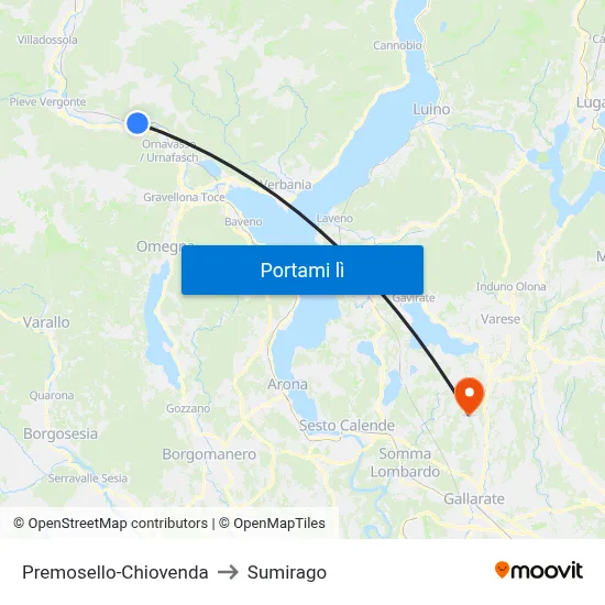 Premosello-Chiovenda to Sumirago map