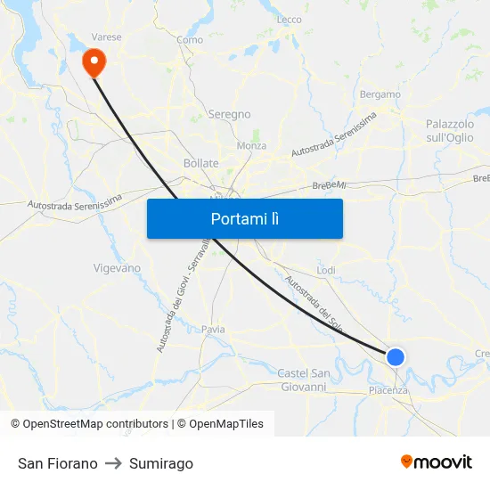 San Fiorano to Sumirago map