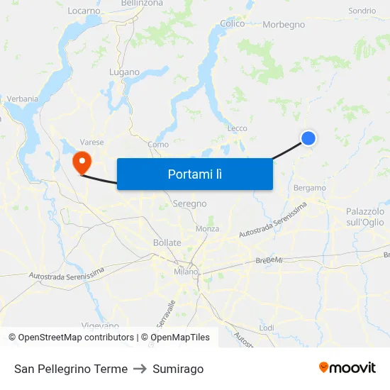 San Pellegrino Terme to Sumirago map