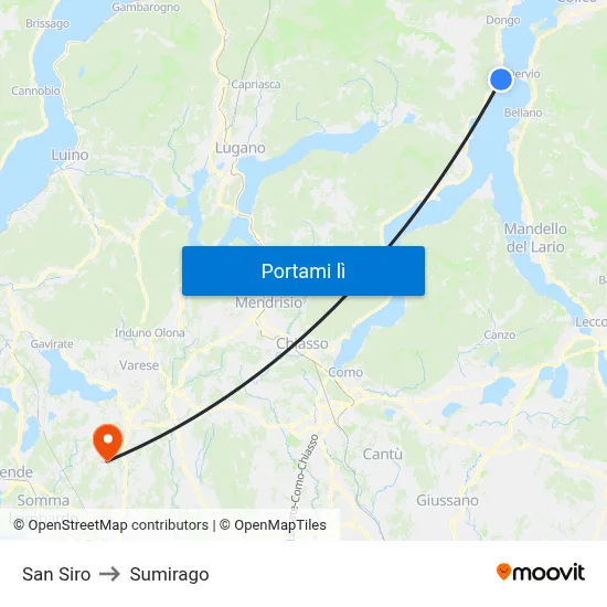 San Siro to Sumirago map