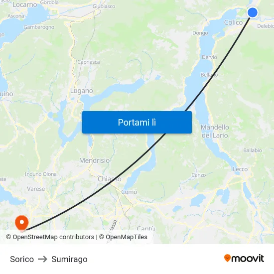 Sorico to Sumirago map