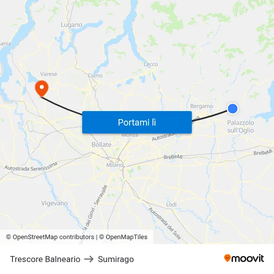 Trescore Balneario to Sumirago map