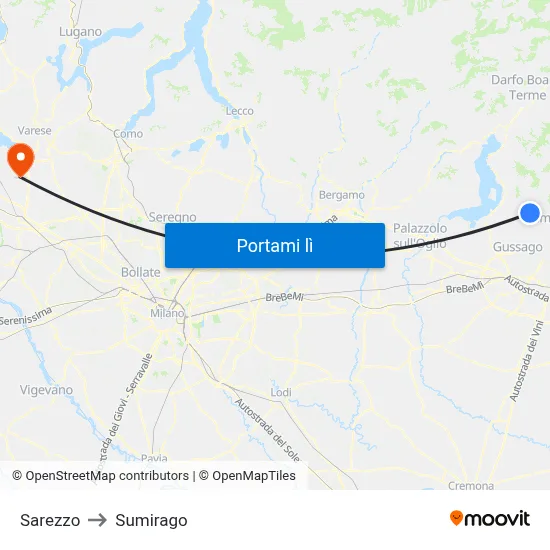 Sarezzo to Sumirago map