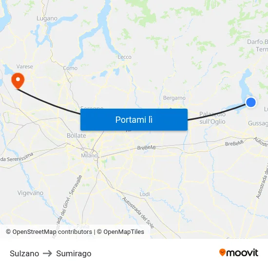 Sulzano to Sumirago map