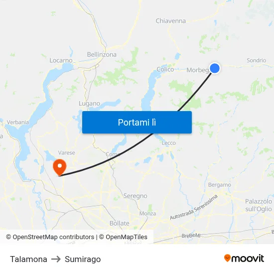 Talamona to Sumirago map